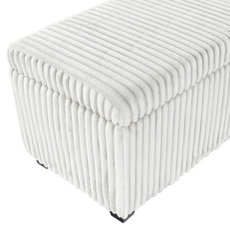 SAFAVIEH Couture Lynzie Plush Corduroy Storage Bench - 55"W x 21"D x 19"H