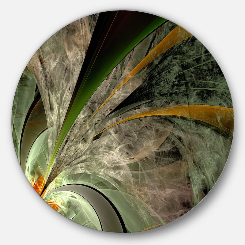 Designart 'Symmetrical Fractal Flower in Green' Modern Floral Circle Wall Art - 11 x 11 - disc of 11 inch