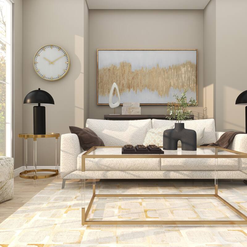 Minimalist Acrylic Plastic Accent Table with Mirrored Glass Top - Gold or Silver