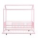 preview thumbnail 15 of 32, House-Shaped Metal Twin Size House Bed with Fence and Trundle,Kids Bed Design