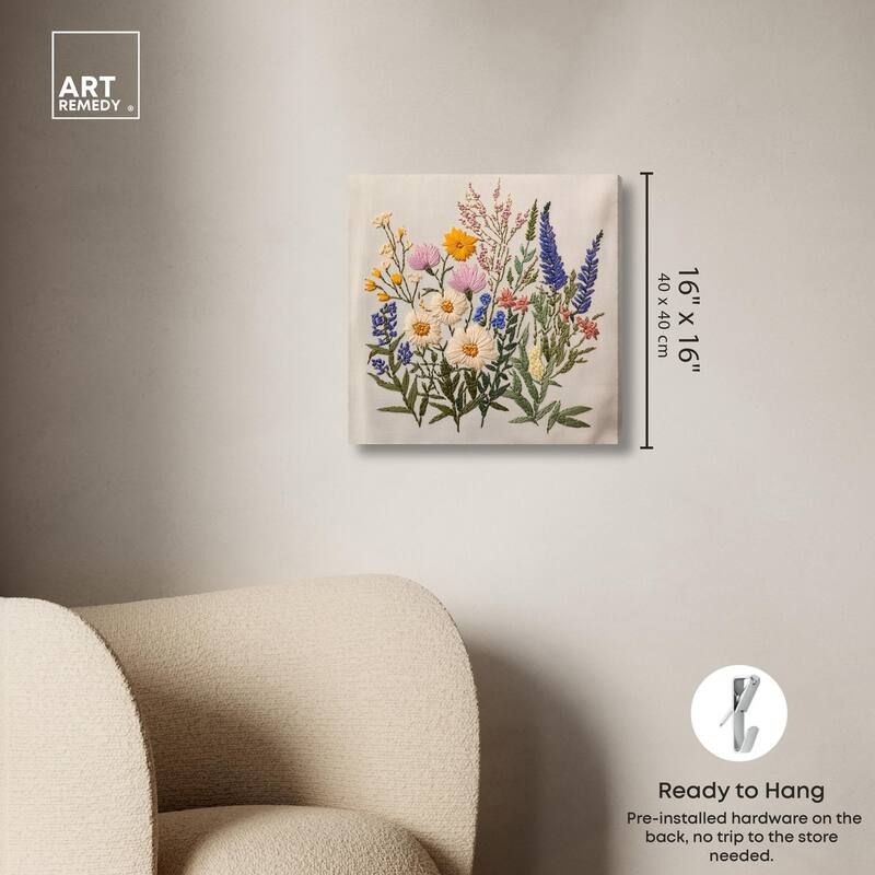Needlepoint Prairie Posy Canvas by Art Remedy, Gallery Wrapped