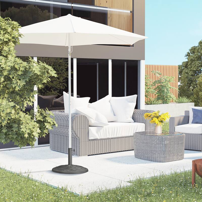 22in. 42 lbs. Round Resin Patio Umbrella Base Holder with Pattern and Easy Setup for 1.5, 1.89 in. Pole in Bronze