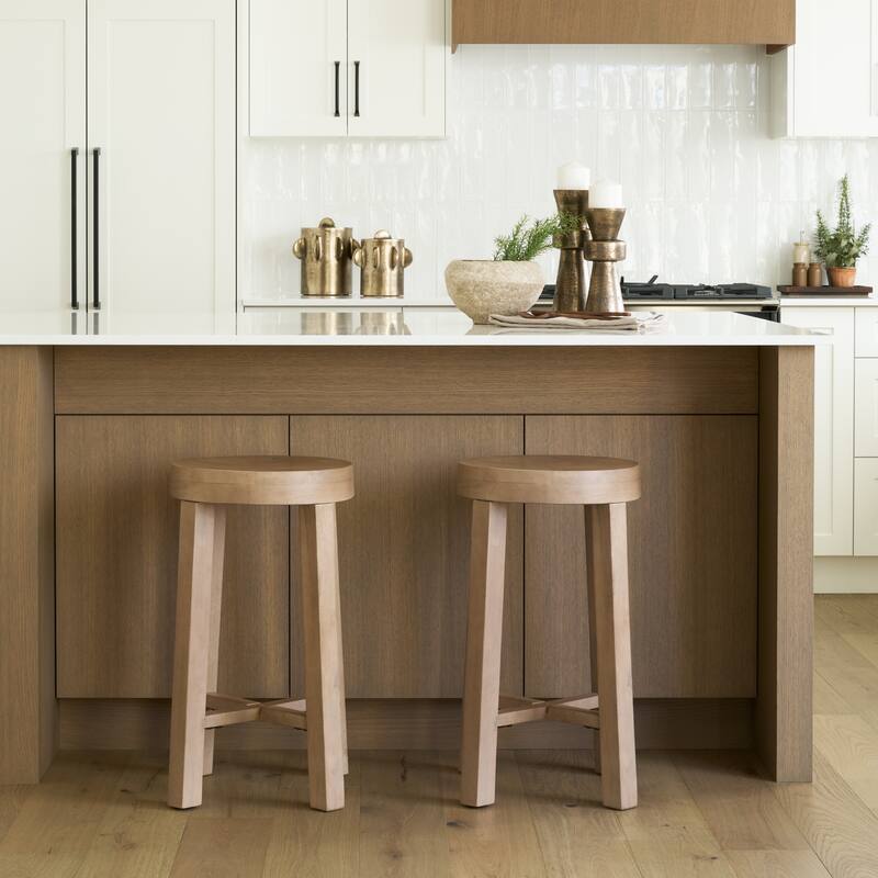 Colony Light Brown Solid Wood Counter Stool - 16.0L x 13.0W x 25.0H