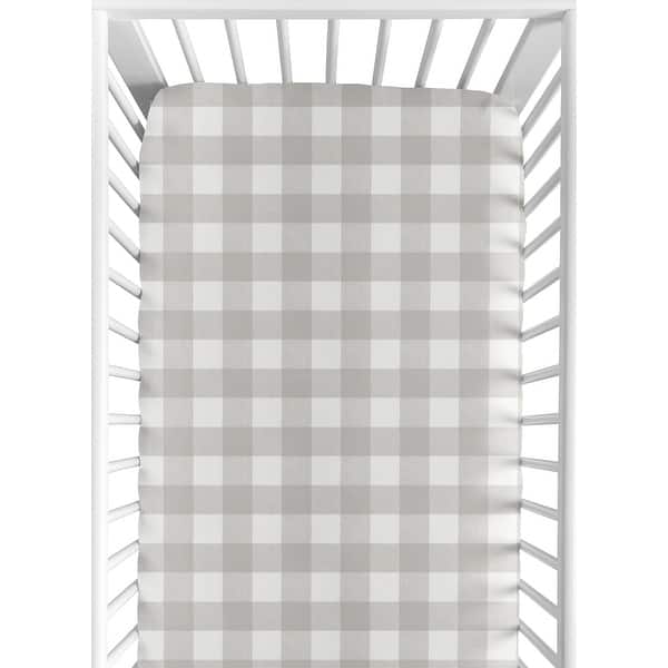 slide 2 of 6, Sweet Jojo Designs Gray White Rustic Woodland Flannel Grey Buffalo Plaid Check Unisex Boy or Girl Collection Fitted Crib Sheet