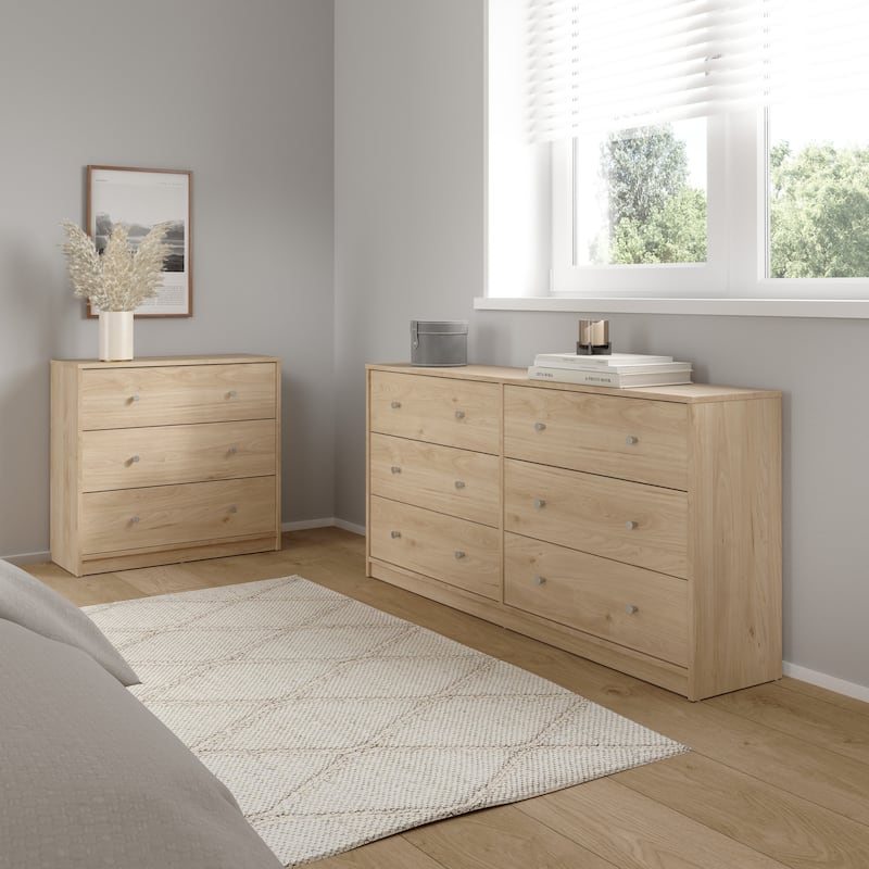 Porch & Den Zoe 3-Piece Bedroom Set - 6 Drawer Double Dresser And Chest Set Of 2