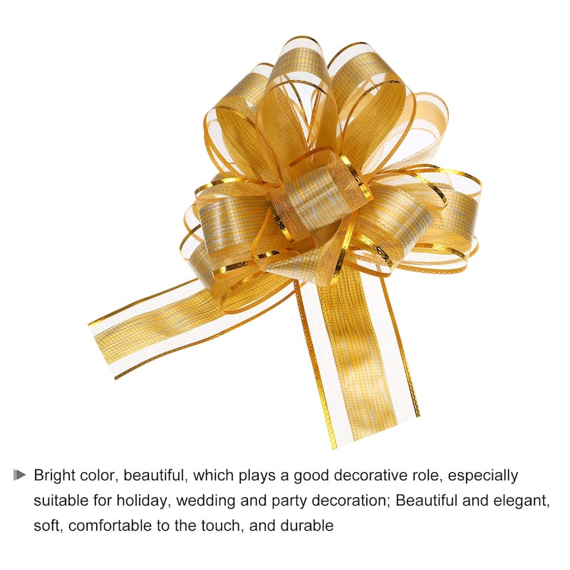 10pcs 7 Inch Large Pull Bow Gift Wrapping Bows Ribbon Organza Bows