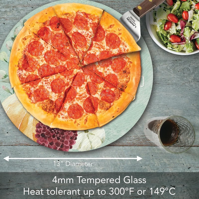 Grateful 4mm Heat Tolerant Tempered Glass Lazy Susan Turntable 13" Round Condiment Caddy Cake Plate Pizza Stand
