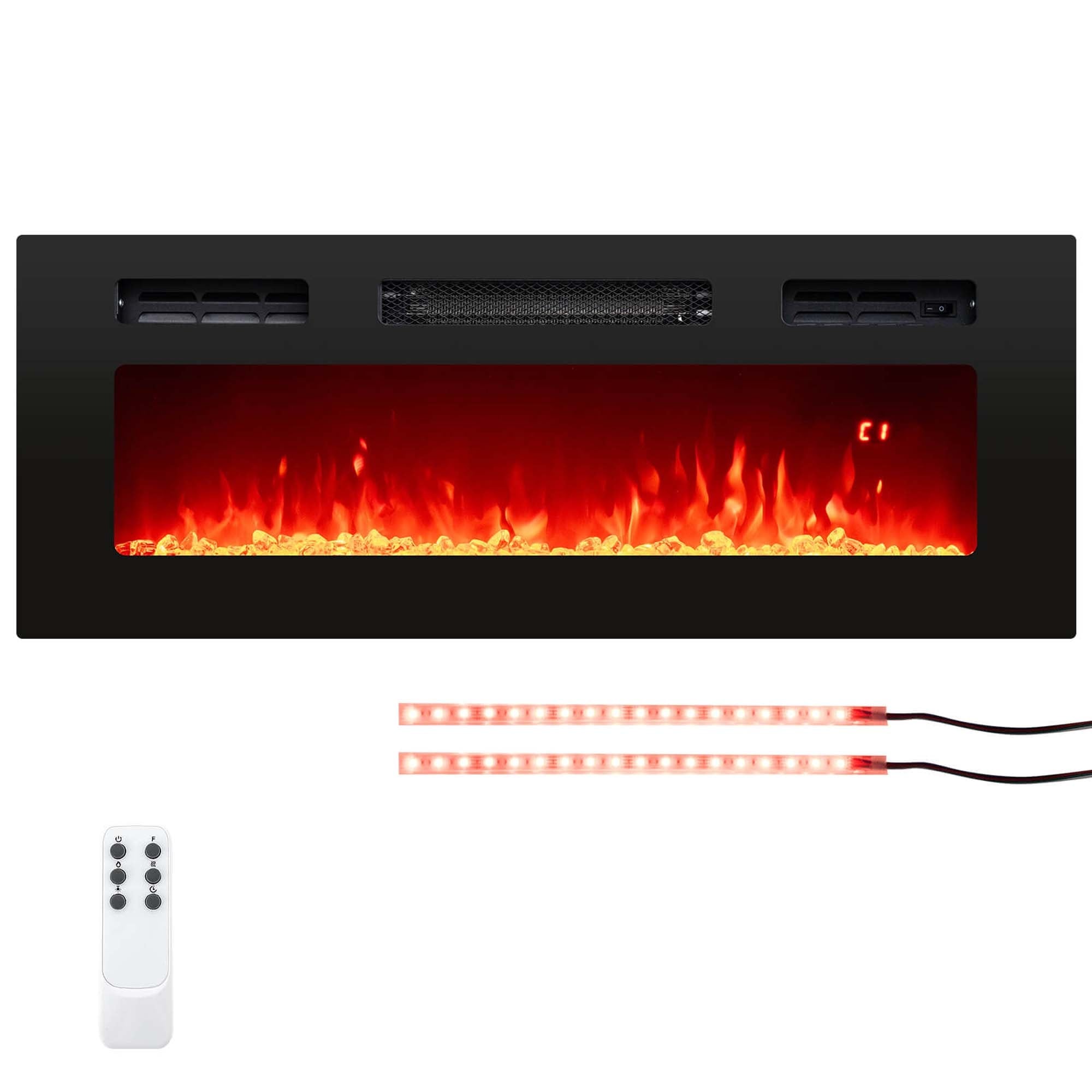 Costway 36" 5,000 BTU Electric Fireplace with LED Light Strips Remote - See Details