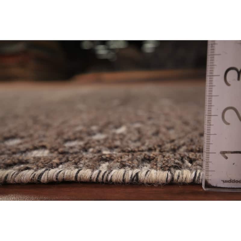 Brown Geometric Moroccan Oriental Area Rug Handmade Wool Carpet - 5'0" x 8'2"