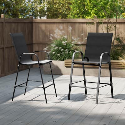 Costway 2 PCS Outdoor Bar Stools 29" Fabric Bar Height Stools with - See Details
