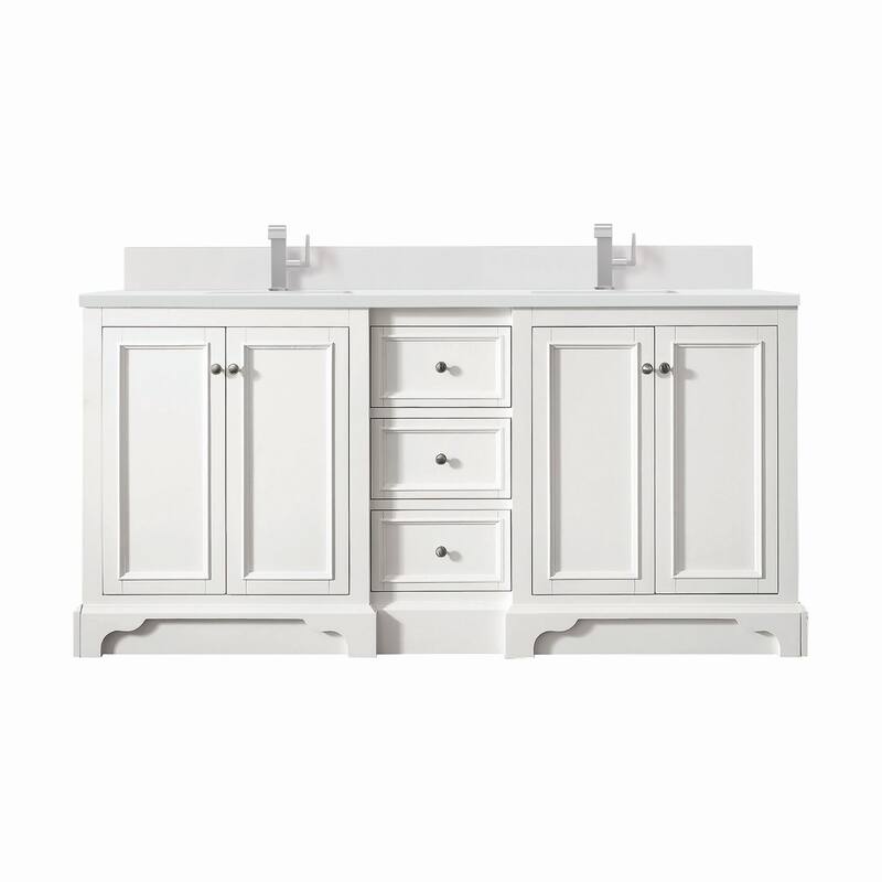 James Martin Vanities 825-V72-1WZ De Soto 72" Double Basin Poplar Wood - Bright White - Painted