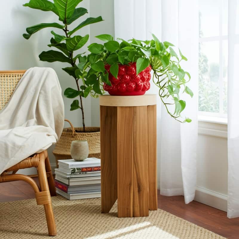 Textured Stoneware Ceramic Planter with Sculpted Bulbous Design