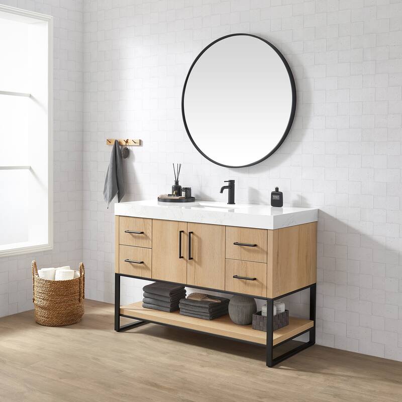 Kolkata Bathroom Vanity in Weathered Oak without Mirror