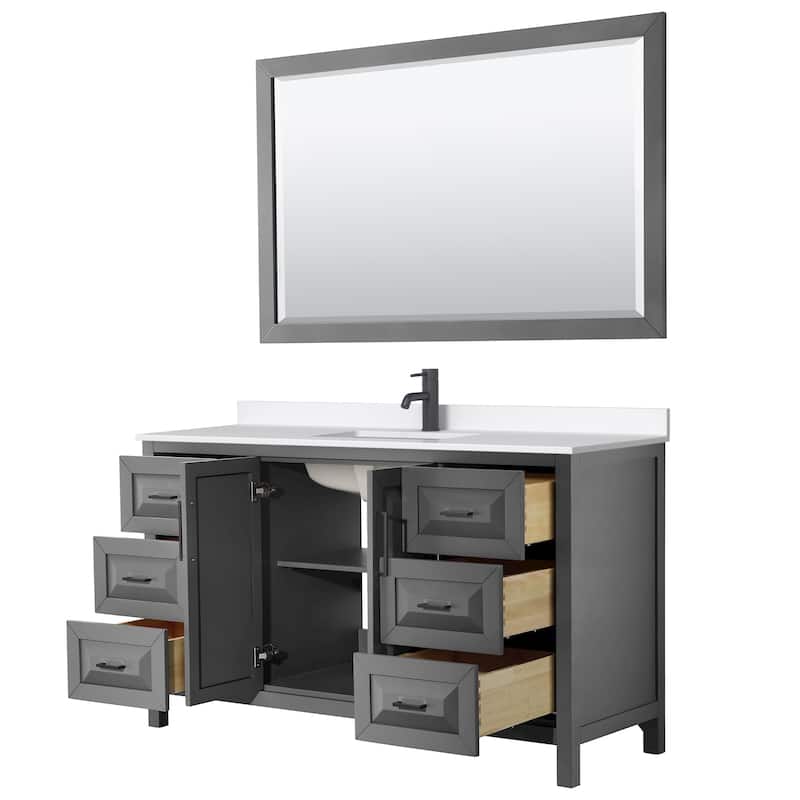 Daria 60-inch Single Vanity, Single Hole Quartz Top, 58-inch Mirror
