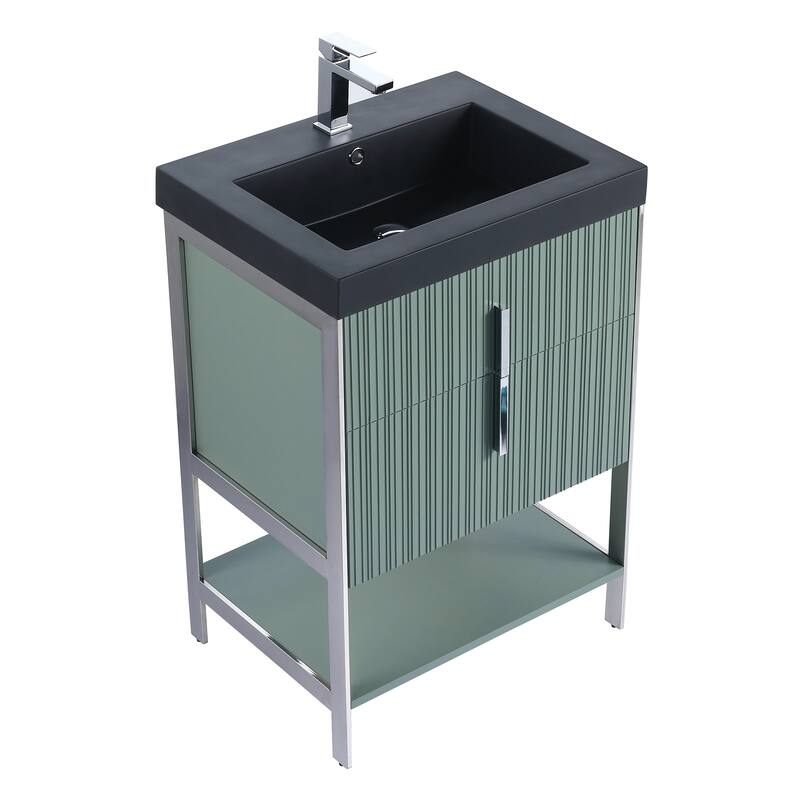 Fine Fixtures Serenity Modern Bathroom Vanity with Black Gel Acrylic Top