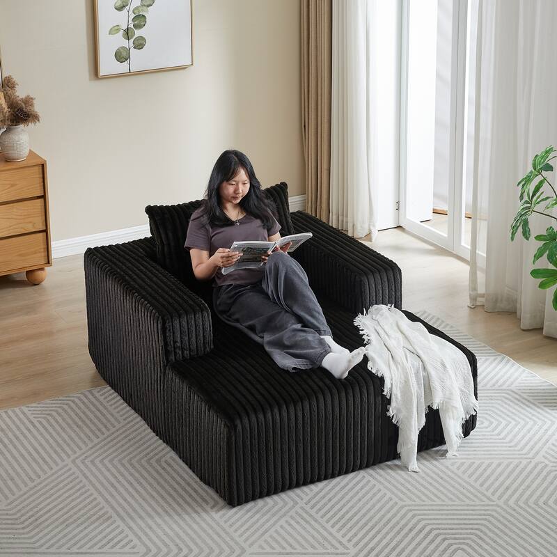 Oversized Corduroy Lounge Chair with Pillow Support - Sofa, Sleeper Couch, Chaise, Ottoman Bench