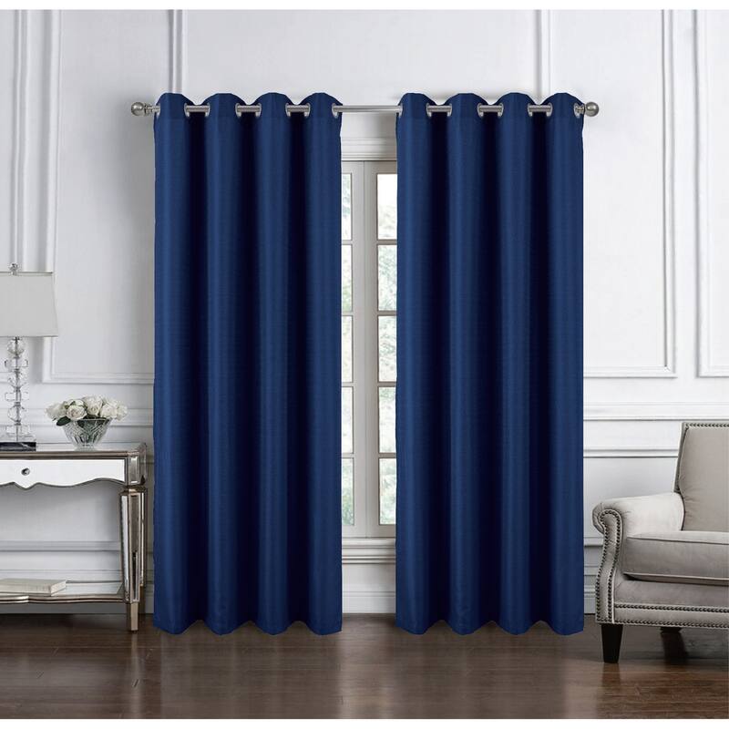 Cindy Textured Grommet Panel 105 Navy - Navy Blue - 54" x 95"