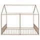 preview thumbnail 18 of 35, Metal Twin Size House Platform Bed with Two Shared Beds, Guardrails, Roof and Windows, Sturdy Frame, Black Finish
