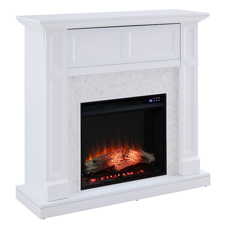 SEI Furniture Rehni Tiled Media Electric Fireplace Console