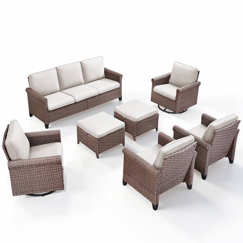 Pocassy Outdoor Sofa Swivel Chairs Patio Chair Funiture Set