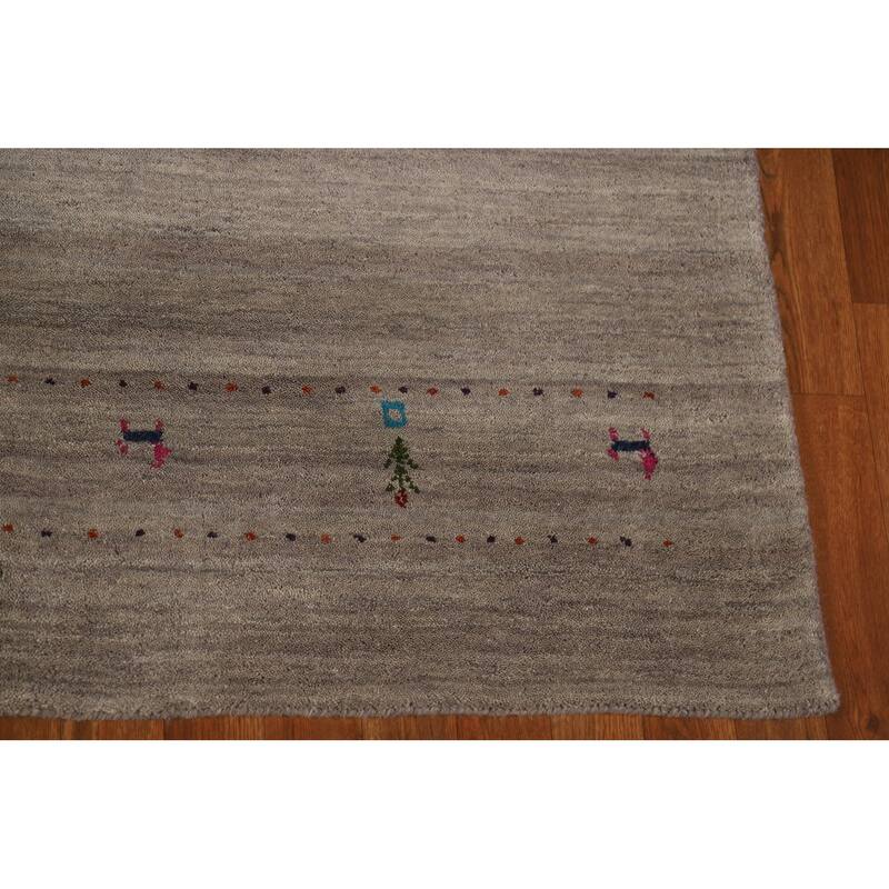 Animals Tribal Gabbeh Area Rug Hand-Knotted Wool Carpet - 5'3" x 7'7"