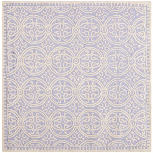 SAFAVIEH Handmade Cambridge Myrtis Modern Moroccan Wool Area Rug - 8' x 8' Square - Lavender/Ivory