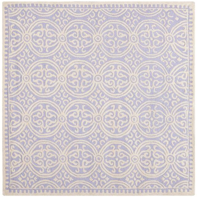 SAFAVIEH Handmade Cambridge Myrtis Moroccan Wool Rug - 8' x 8' Square - Light Green/Ivory