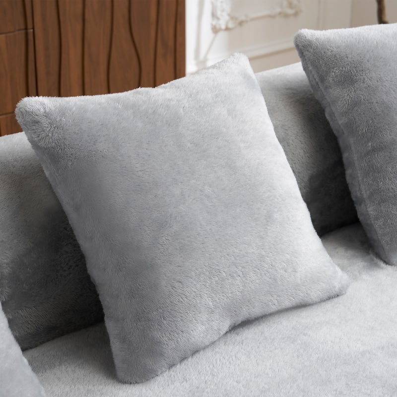 Full Compression L-Shape Sectional Sofa With Curved Chaise, Beige Modular Chenille Couch,High-Density