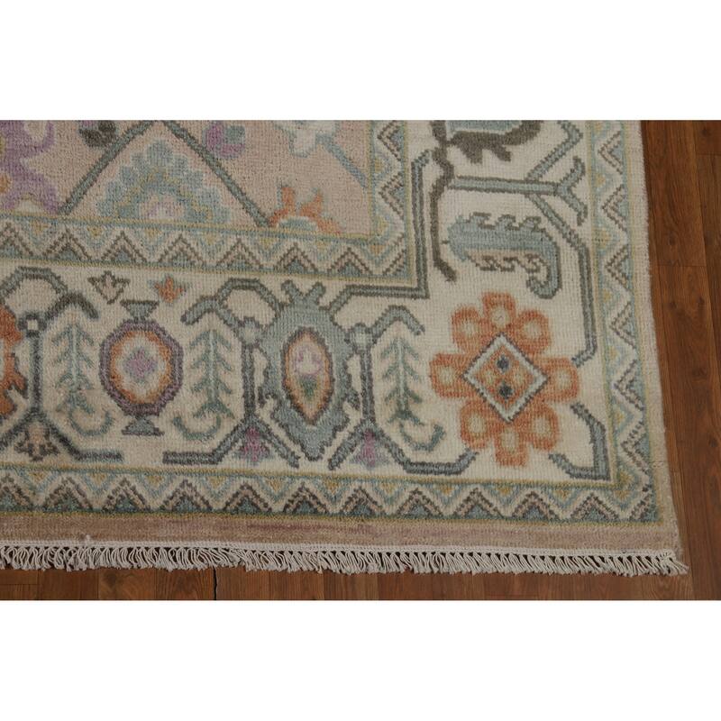 Hand Knotted Oriental 100% Wool Carpet Transitional All-Over Brown Oushak Area Rug - 11' 9'' X 8' 11''