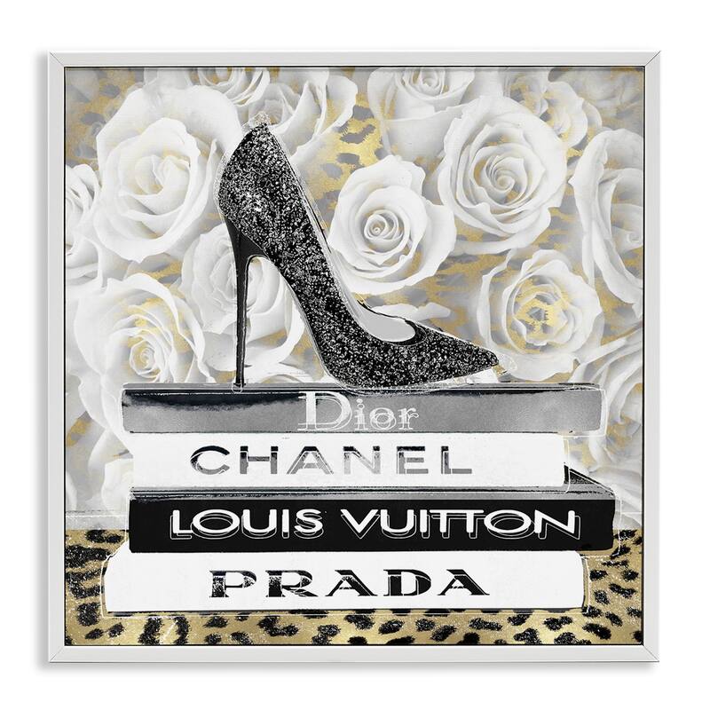 Stupell Glam Heel on Roses Framed Giclee Art Design By Madeline Blake - 24 x 24 - White