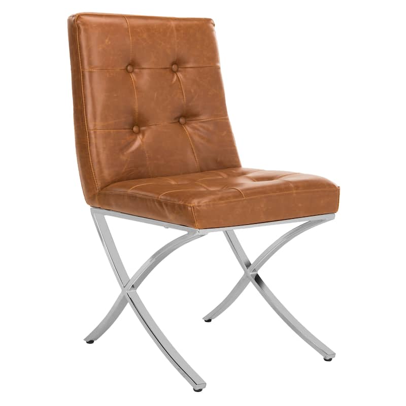 SAFAVIEH Merrilee Glam Black Chrome Tufted Side Chair - 19Wx23Dx35H