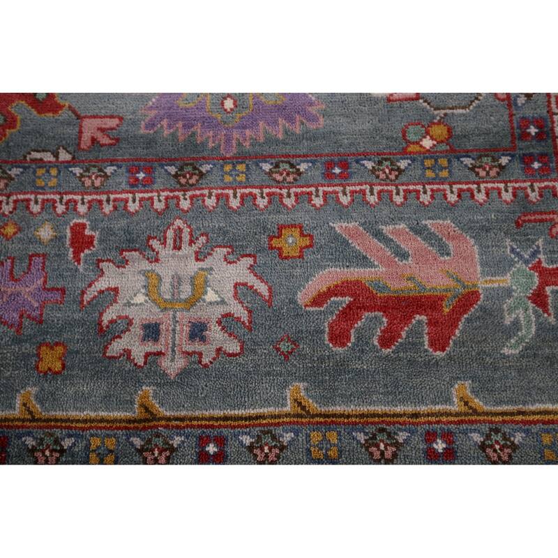 All-Over Gray Oushak Oriental Area Rug Handmade Wool Carpet - 9'3" x 11'7"