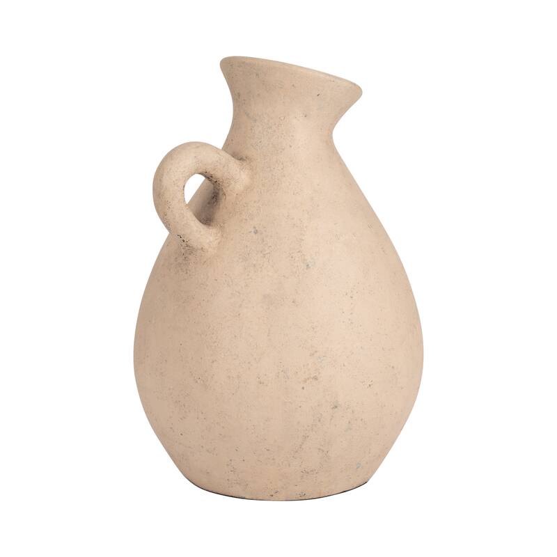 Sagebrook Home Terracotta, 19" Unique Jug With Handle, Round, Textured, Serenity/Mysterious, Ideal gift