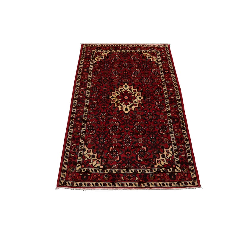 3'6''x5'3'' Hand Knotted Wool Red Abadeh Traditional Oriental Area Rug - 3' 6'' x 5' 3''