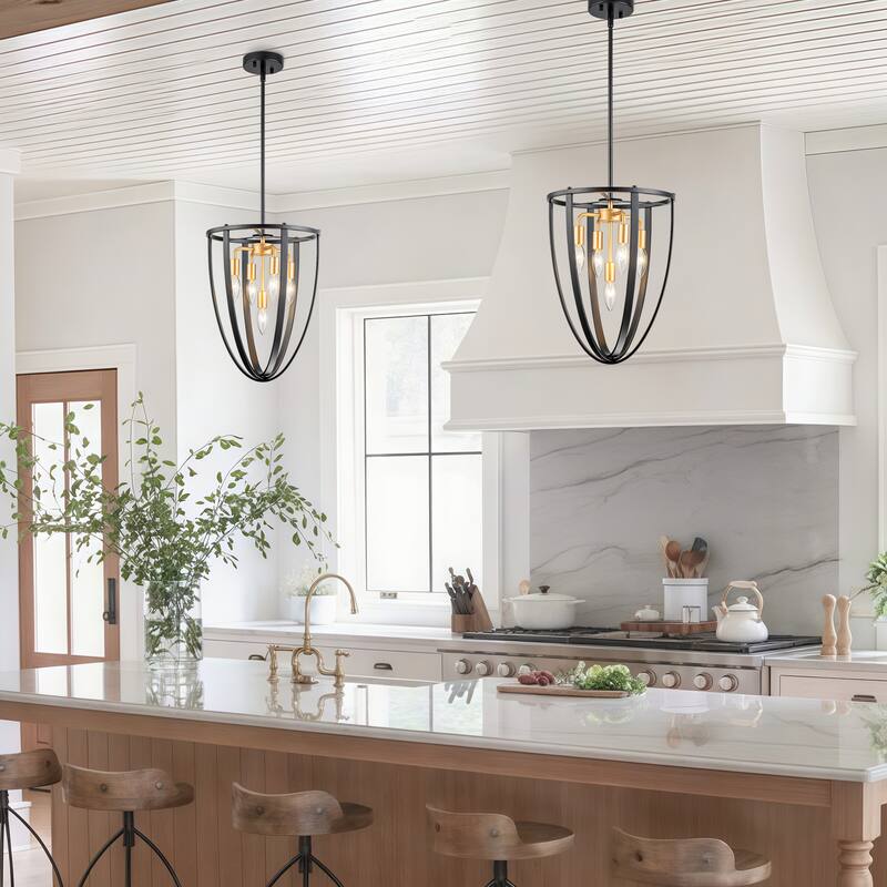 Starsky Farmhouse Industrial 5-Light 12in. Geometric Cone Chandelier
