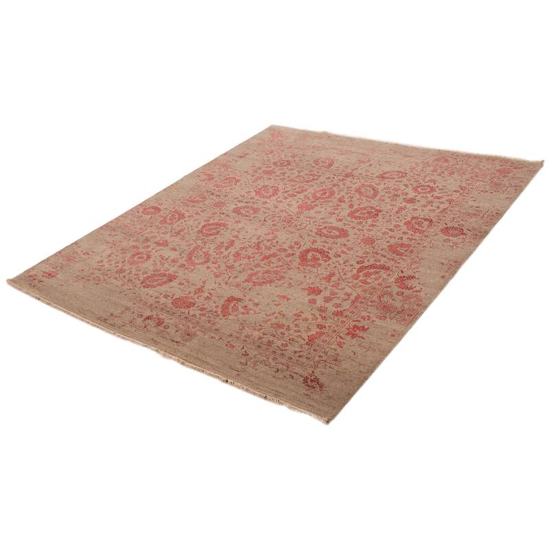 ECARPETGALLERY Hand-knotted Heritage Grey, Taupe Silk, Wool Rug - 8'0 x 9'8