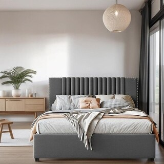 Rady 大理石 毛布 ダブルサイズ Full Size Elegant Design Upholstered Platform Bed with