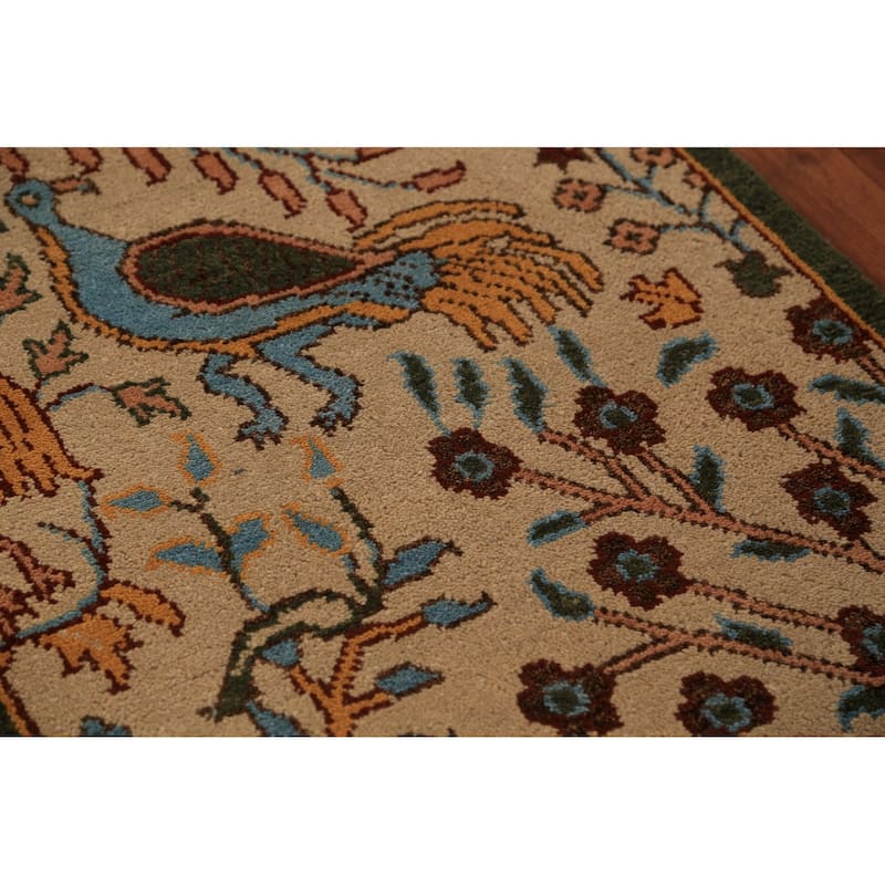 Animals Design Ziegler Indian Foyer Rug Hand-Knotted Wool Carpet - 2'8"x 6'0"