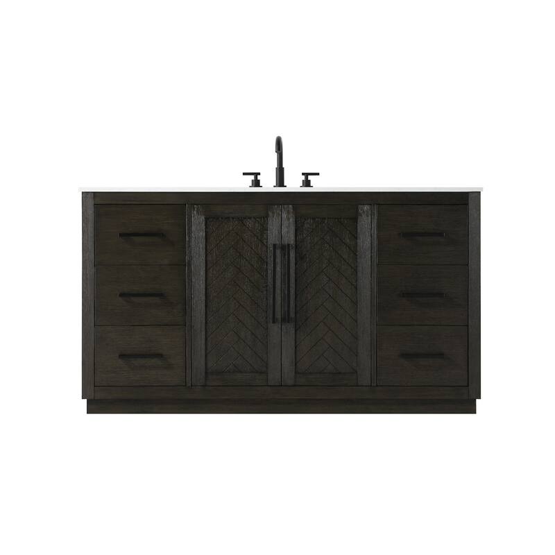 Elegant Lighting VF29060 Chase 60" Free Standing Single Basin Vanity - Chocolate Oak