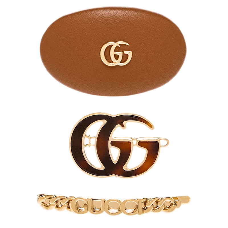 Gucci Set of 3 Hair Clips - Brown, Tortoise, and Gold-toned