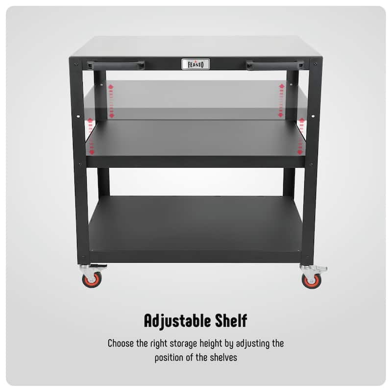 Feasto KT2435A 3-Shelf 304 Stainless Steel Table Food Prep Pizza Oven Table