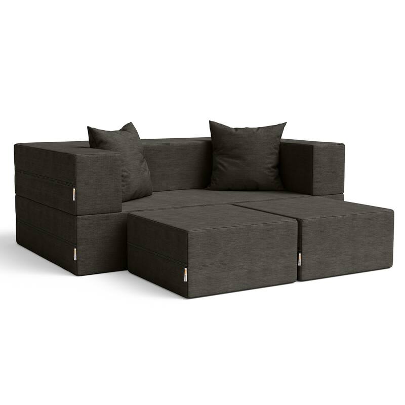 Jaxx Zipline Convertible Queen-size Sleeper Loveseat and Ottoman Set