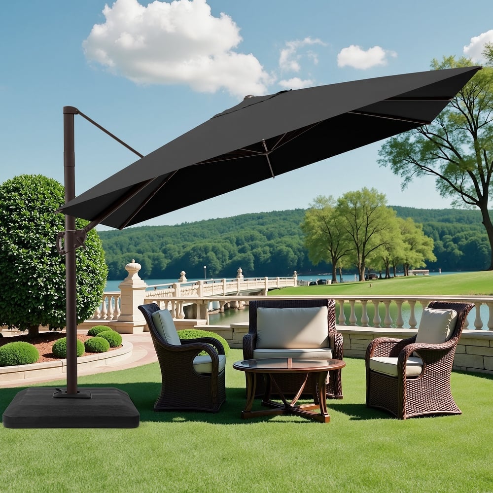 Pellebant 9 FT x 11 FT Outdoor Cantilever-Offset Umbrella with Premium Base Stand