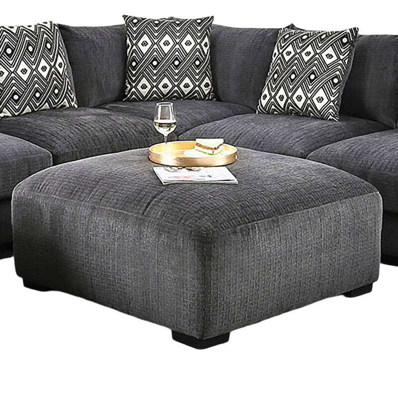 Contemporary Style Square Upholstery Ottoman Memory Foam Tapered Legs Modular Design