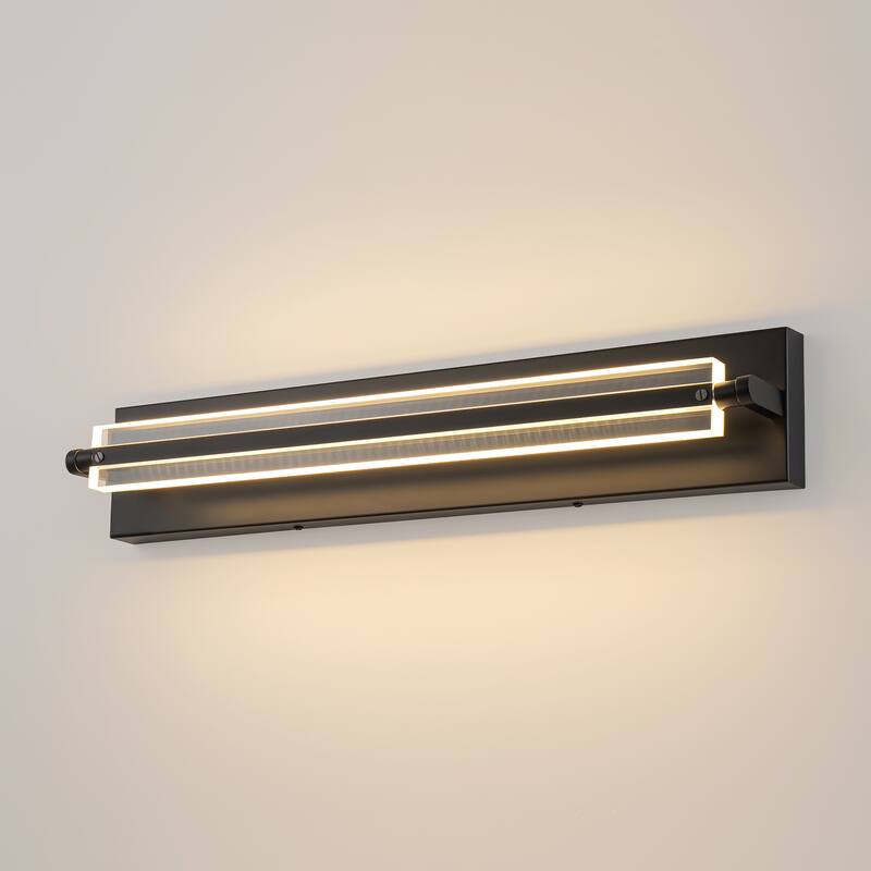 22" Modern Black Adjustable Rectangular LED Bathroom Vanity Light - 22.2 in. W x 4.7 in. H x 3.7 in. D
