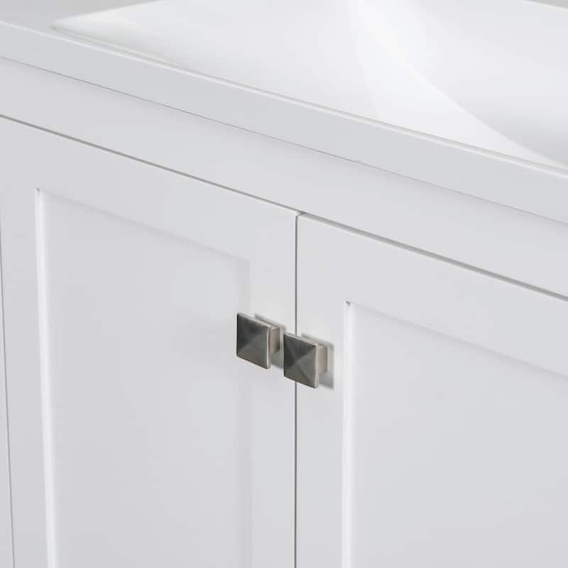 30" White Bathroom Vanity with Single Sink, 2 Doors, and Drawer