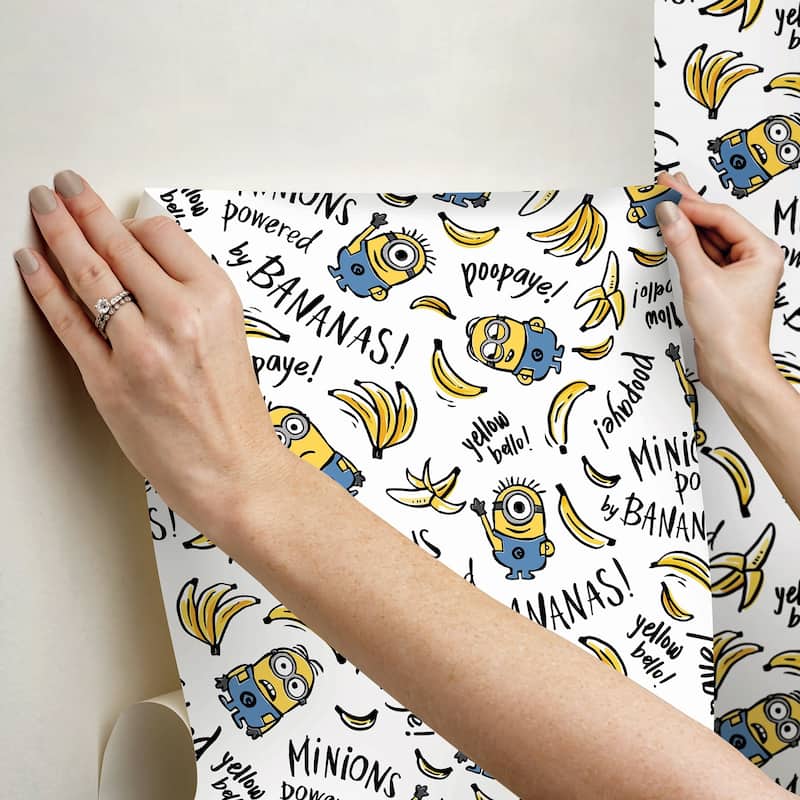 Minions Powered By Bananas Peel and Stick Wallpaper by RoomMates