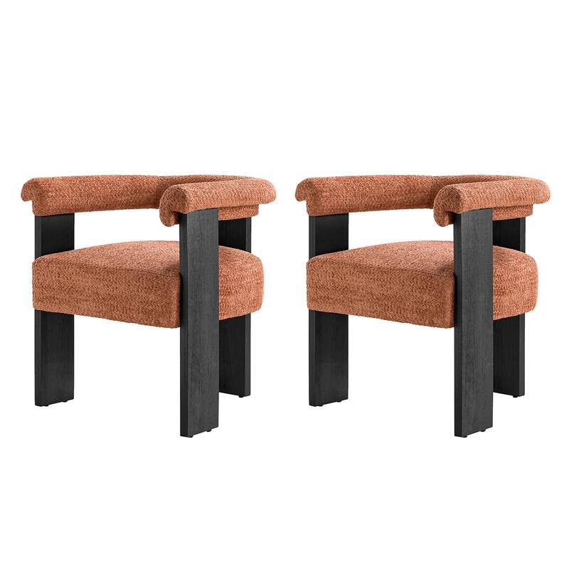 Georg Modern Boucle Dining Chair with Solid Wood Legs Set of 2 by HULALA HOME