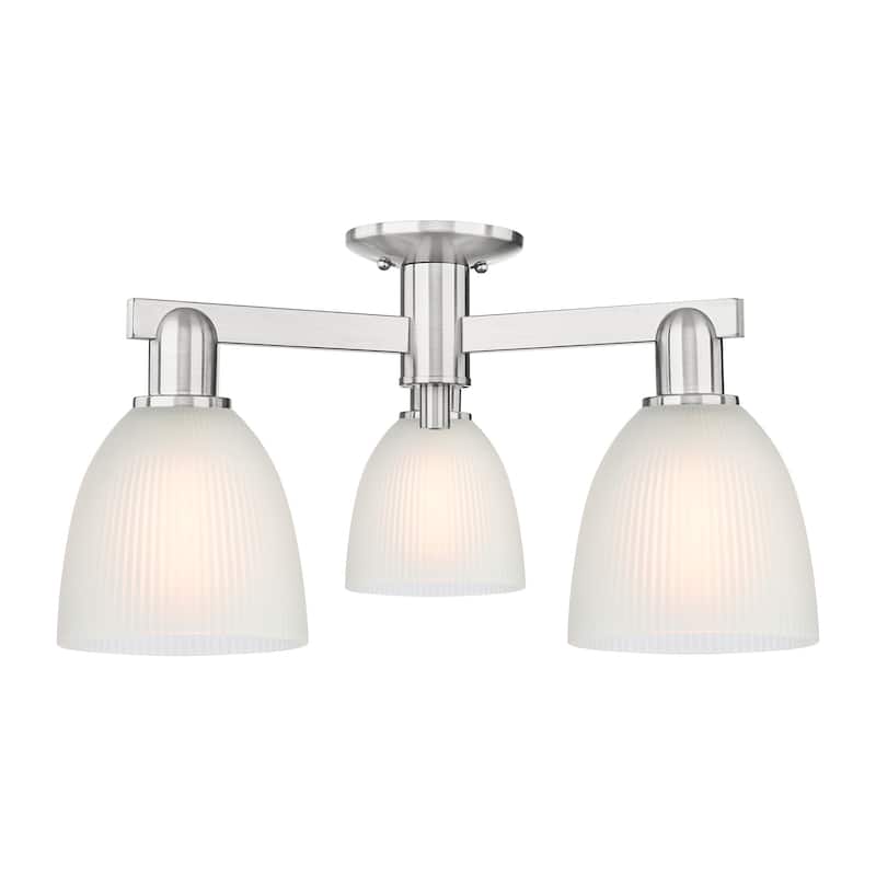 Innovations Lighting 716-3F-11-24 Castile Semi-Flush Castile 3 Light - Brushed Satin Nickel / White