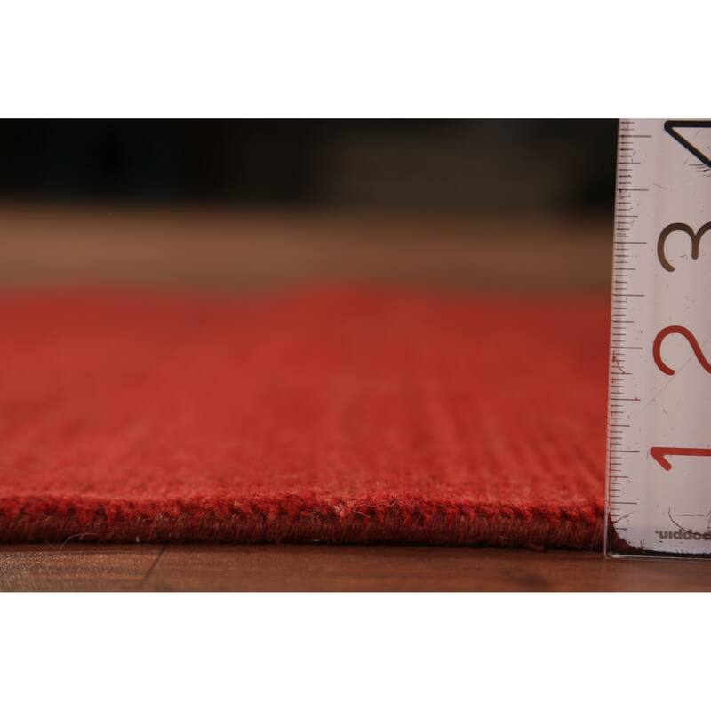 Modern Gabbeh Oriental Rug Hand-Knotted Red Wool Carpet - 2'9" x 4'2"